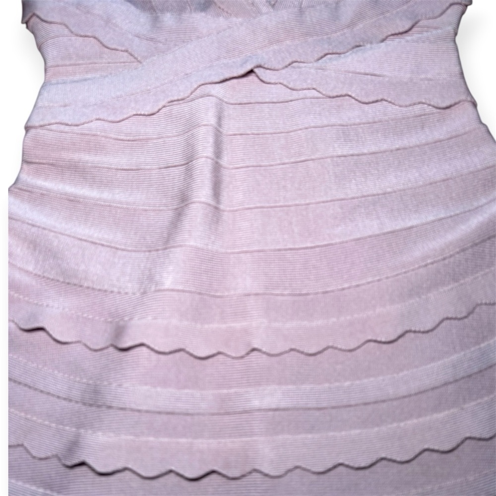 Herve Leger Dusty Rose V-Neck Bandage Mini Dress Small - Picture 6 of 10